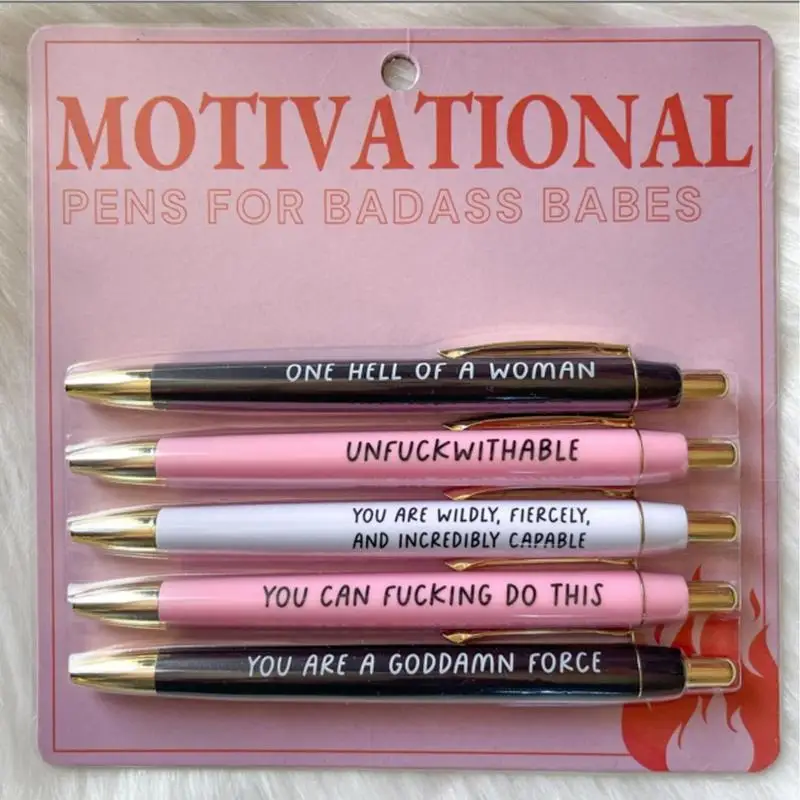 Ballpoint Pens With Sayings Writing Pens 5pcs Retractable Fine