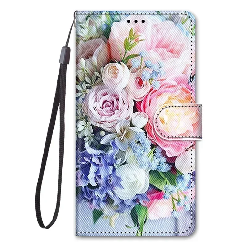 Cat Animal Painted Wallet Book Stand Phone Case