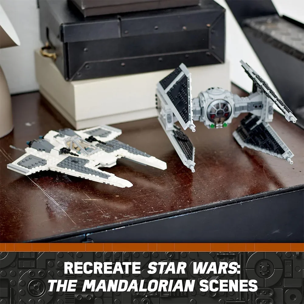 New Fighter Plane Model Toy, Fighter vs TIE Interceptor 75348 Building Blocks Set, Fans to Make and Display