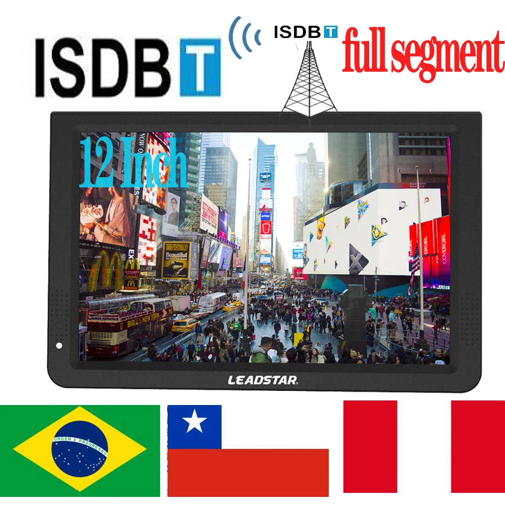LEADSTAR D12 12 Inch Portable Mobile Mini Digital Tv With ISDB-T DVB T2 ATSC H265 Hevc 1280*800 TF Card Digital Tv Converter 1