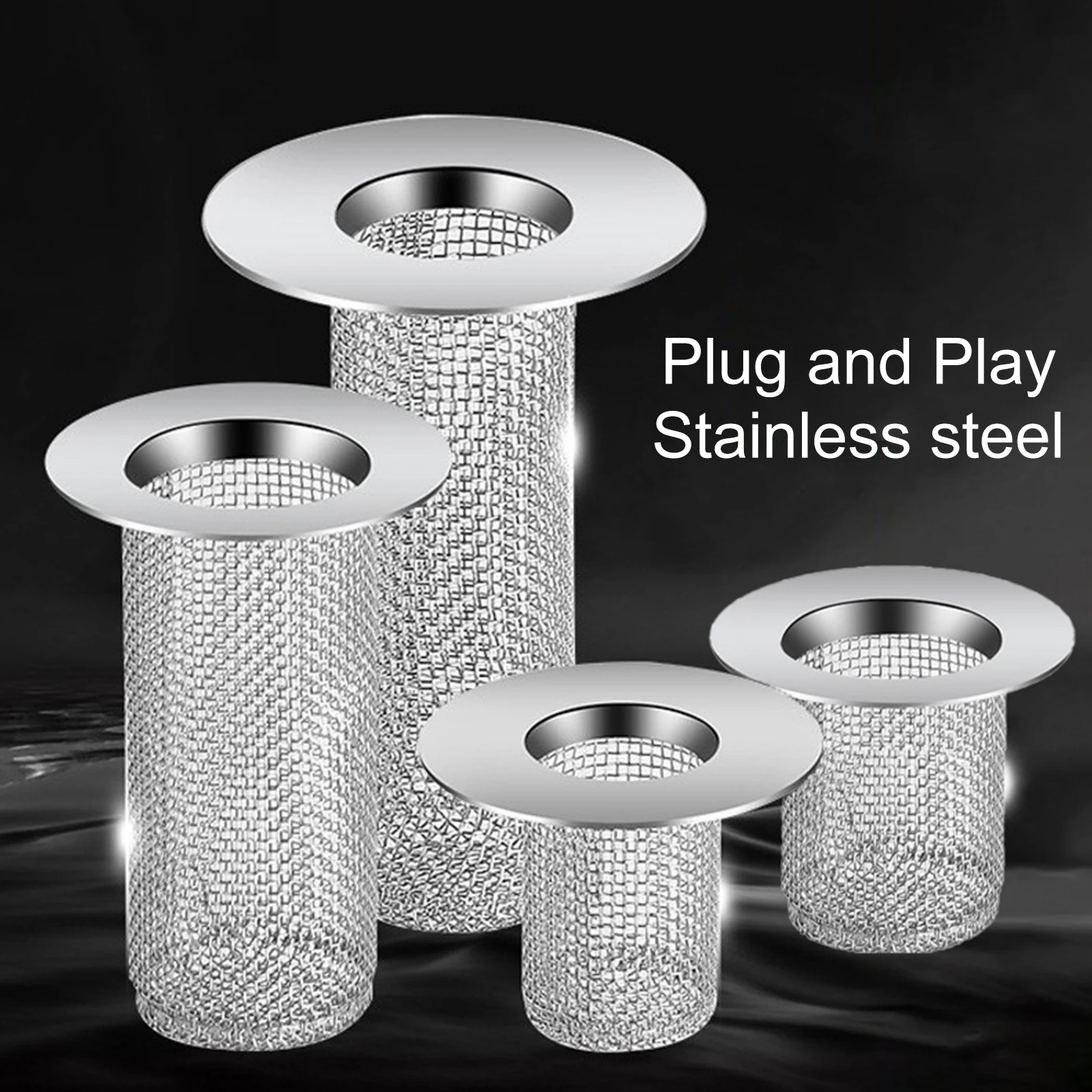 Multifunctional Steel Floor Drain Filter Mesh Basket Filter Hair Trap Bathroom Kitchen Sink Anti-clog Slag Strainer