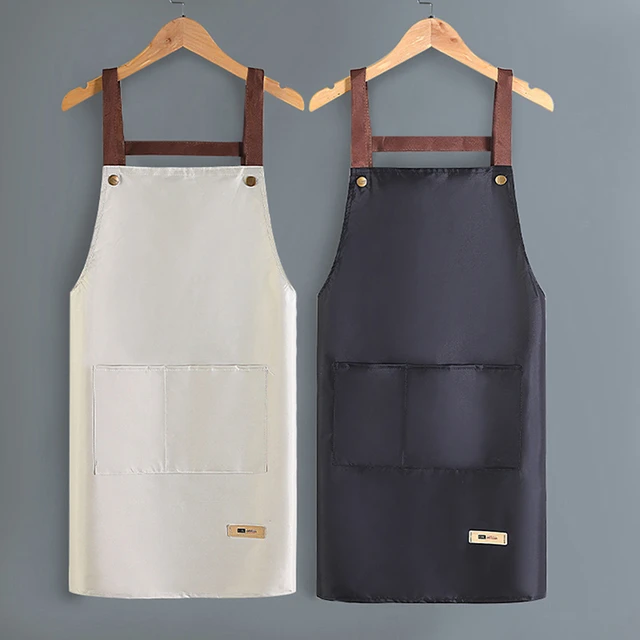 Cute Adjustable Cooking Apron Waterproof Chef Working Pocket Aprons for Women  Kitchen Gifts Green Gray Pink Cotton Cloth - AliExpress