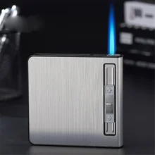 

Metal Cigarette Case With Gas Lighter Hold 20 Cigarettes Automatic Pop Up Anti Pressure Cigarette Case Tobacco Holder Mens Gift