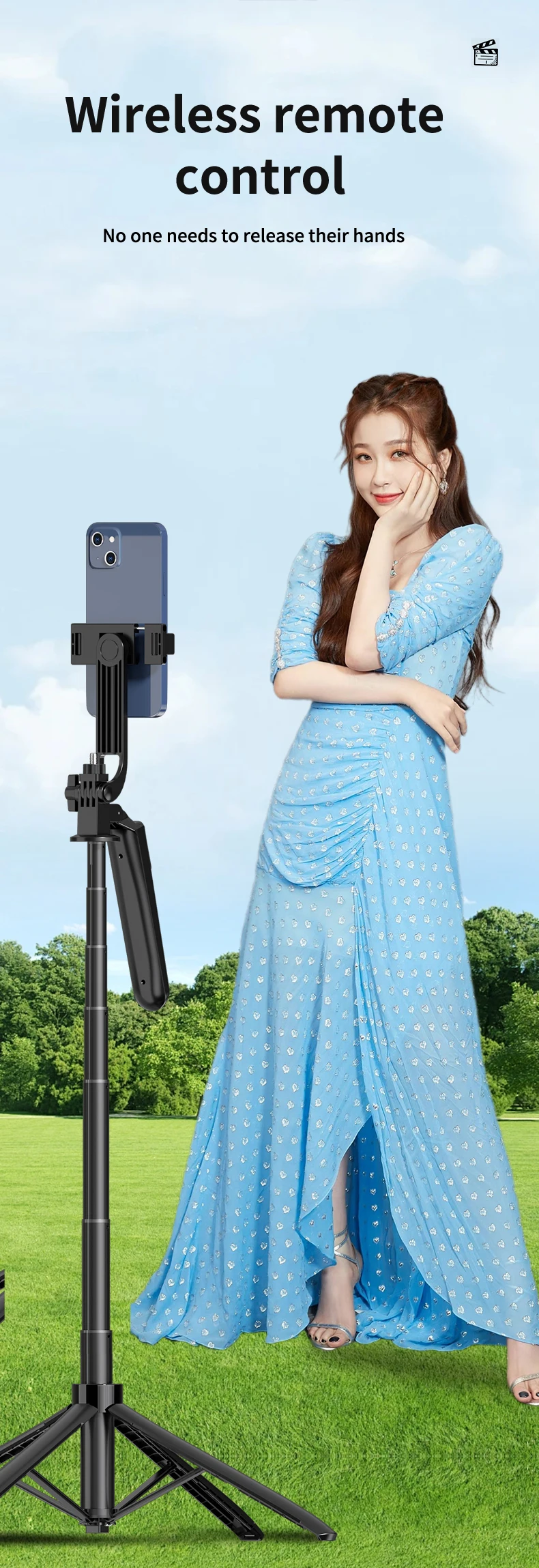 Description Picture 5 of itemBOEICA A17 180cm Selfie Stick Foldable Monopod With Detachable Bluetooth Remote Control Tripod Stand for Cell Phone Camera