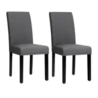 Set of 2 Fabric Dining Chairs Upholstered with Nailhead Trim 1