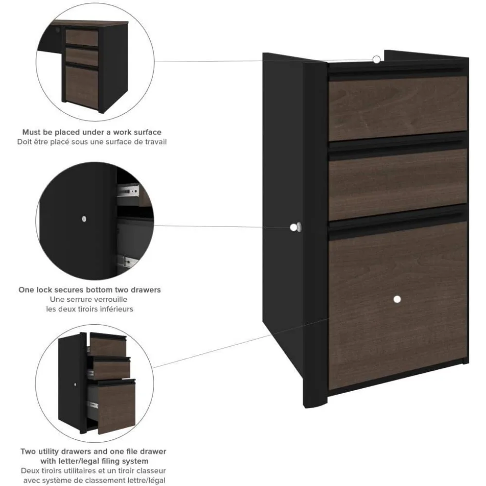 L-Shaped Desk with Hutch and Pedestal, 72W Narrow Desk Shell, 71W Hutch for Narrow Desk Shell, 60W Return Table 5