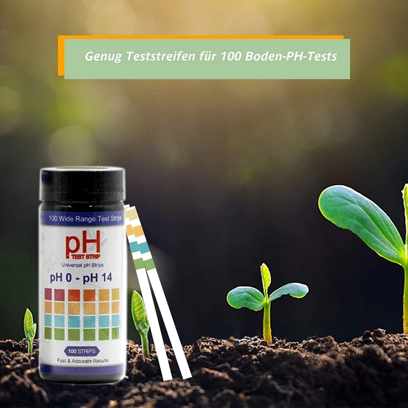 Soil PH Test Strips 100 Strips Soil Tester 0-14 PH Soil Test, Soil PH Test Strips, Plant Tester For Soil, PH Test Strips