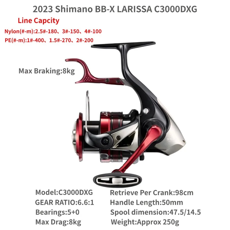 2023 SHIMANO BB-X LARISSA Iso Lever Spinning Fishing Reel 2500DHG 
