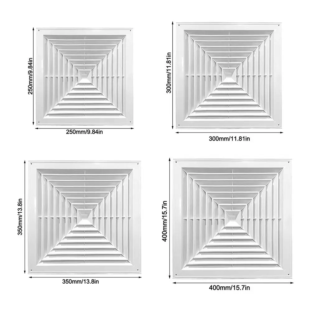New Plastic Air Vent Grille With Flaps Square Duct Heating Vents Silent Operation White Exhaust Fan Cover Ceiling Mount