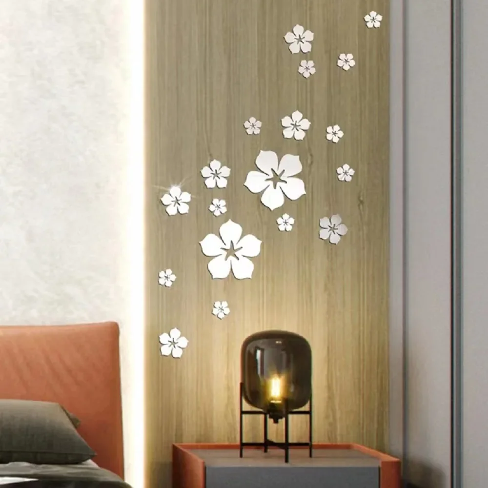 18pcs Mirror Face Flower Acrylic 3D Wall Decal Decoration Self-Adhesive DIY Art Home Mural Bedroom TV Background Home Decoration 18pcs Mirror Face Flower Acrylic 3D Wall Decal Decoration Self-Adhesive DIY Art Home Mural Bedroom TV Background Home Decoration wall sticker mirror wall sticker acrylic wall sticker