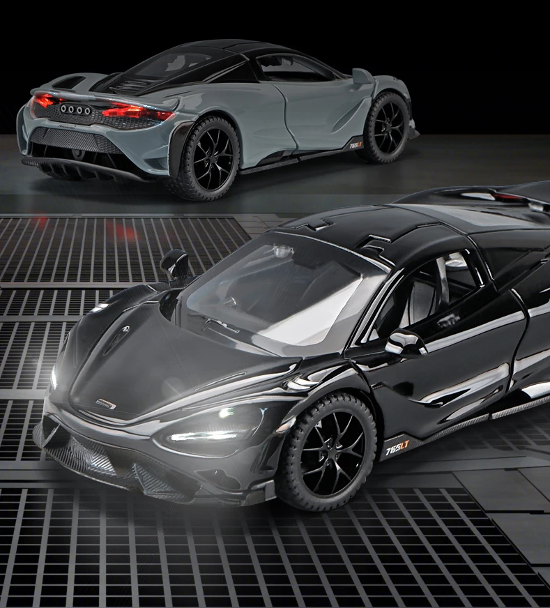 世界限定1200 McLaren 765LTミニカー可動パーツ多い 1:32 McLaren 765LT Sport Car Model Sound Light Kid Diecast