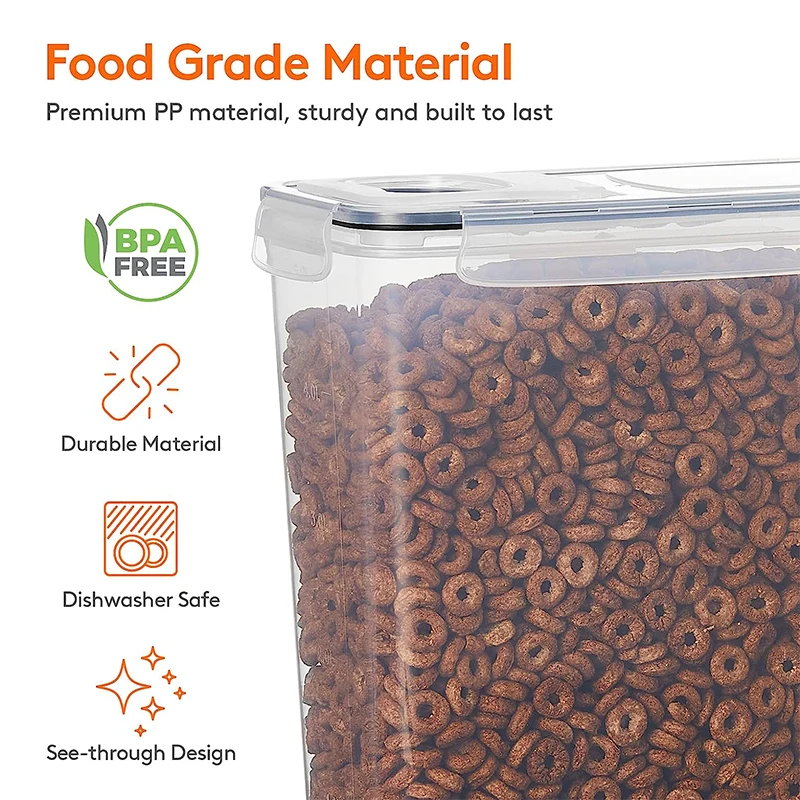 ECO-TOGO Contenitori Ermetici Per Alimenti, 9 Pezzi Di Plastica Per Dispensa - Impilabili, Senza BPA, Ideali Per Farina, Pasta E Snack - 4