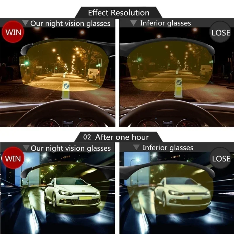 Night Vision Driving Glasses Yellow Unpolarized UV Sunglasses PC Ultralight Driver Mirror Outdoor Driving Goggles Men night vision sunglasses night vision glasses