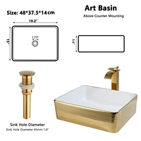 YANKSMART ยุโรปสไตล์ชุดอ่างล้างจานห้องน้ําอ่างล้างหน้า Golden ก๊อกน้ํา Pop Up ท่อระบายน้ํา Combo High-end เซรามิคอ่างล้างหน้าก๊อกน้ําชุด 6