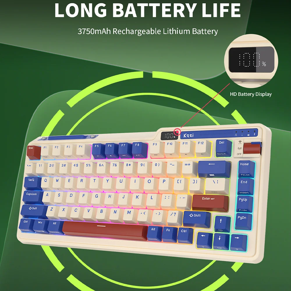 KZZI K75 PRO RGB 75% Wireless Gasket Mechanical Keyboard Triple