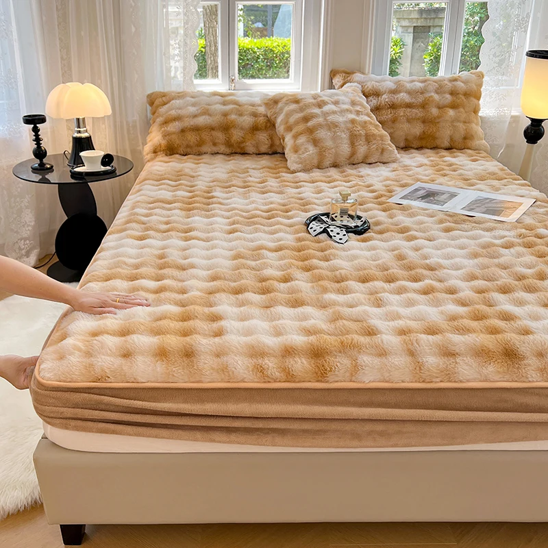 Queen Size Bedsheet Super Soft Bed Cover Home Warm Fitted Sheet Skin-friendly Mattress Covers sabanas para cama (No Pillowcase) 3