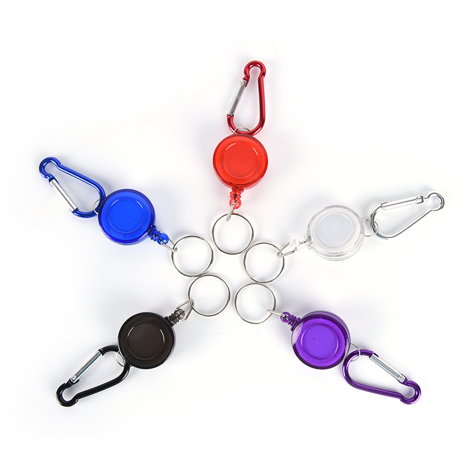 1X Colourful Carabiner Badge Spreader Recoil Retractable Reel Strap Belt Clip Key Chain Outdoor Muliti-functional Tools