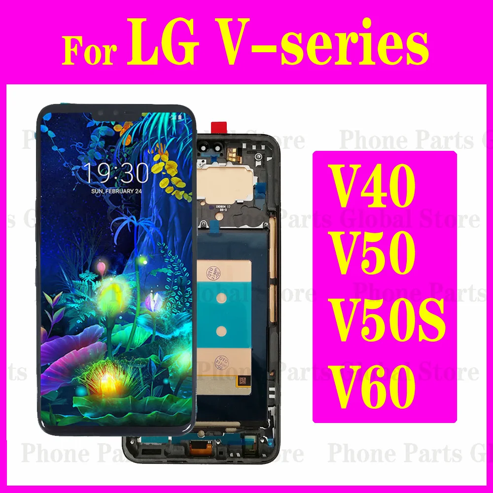 ЖК-дисплей с рамкой для LG V60 V600 V40 V405 V50 V500N V50S V510N ThinQ 5G, дисплей, сенсорный датчик, дигитайзер в сборе, замена