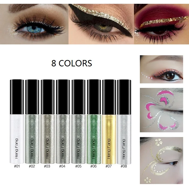 

12Pcs/Lot 8 Colors Liquid Glitter Eyeliner Waterproof Long Lasting Eyeshadow Shimmer Sparkling Makeup Diamond Eyeliner Cosmetic