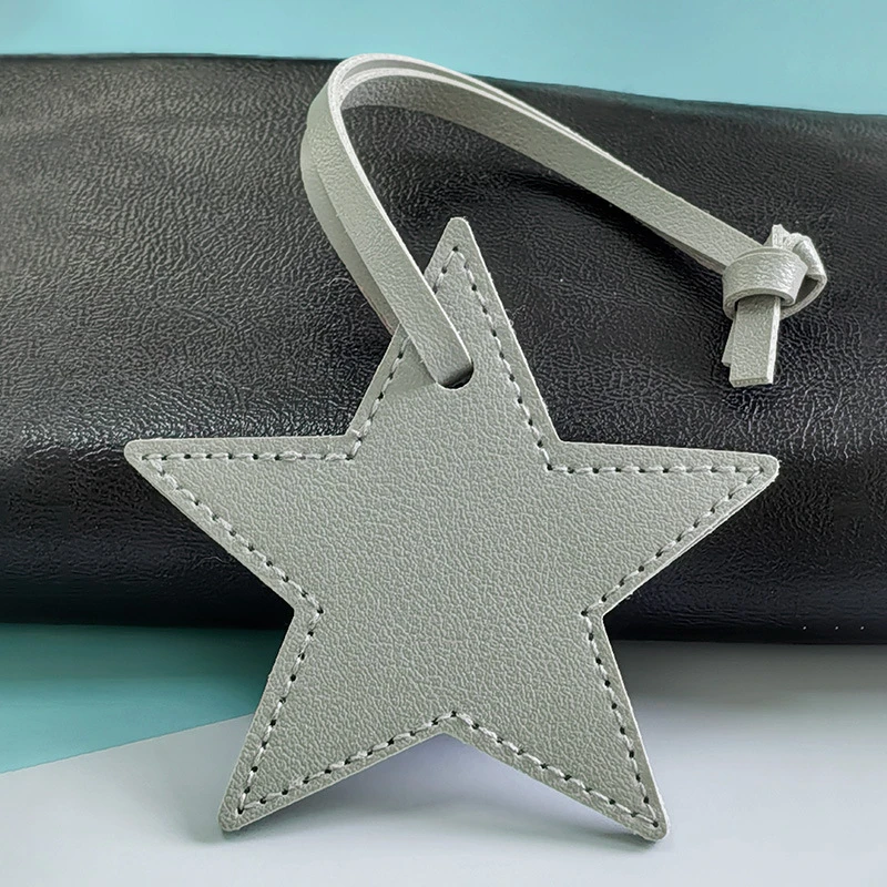 8cm PU Leather Patch Five-Pointed Star Keychain Star Decoration For Embellishing Bag Clothing Lanyard