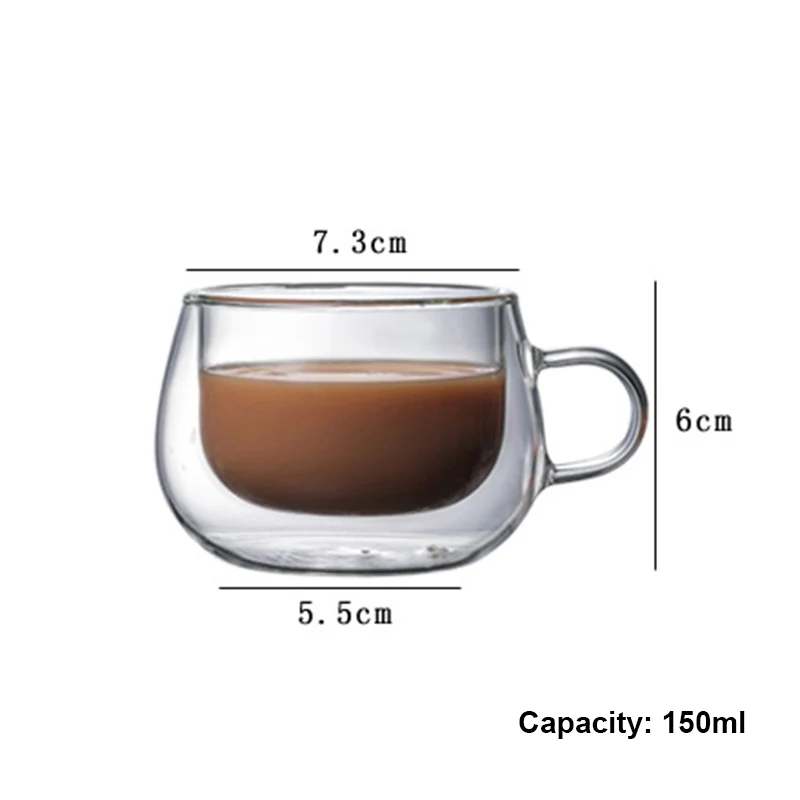 Heat Resistant Double Wall Tea Glass Cup Beer Coffee Handmade Creative Cold Beverage Transparent Drinkware Kitchen Tools