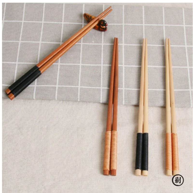 Handmade Japanese Natural Chestnut Wood Sushi Chopsticks Set Value Gift Sushi Chinese food Tie line sushi chopsticks