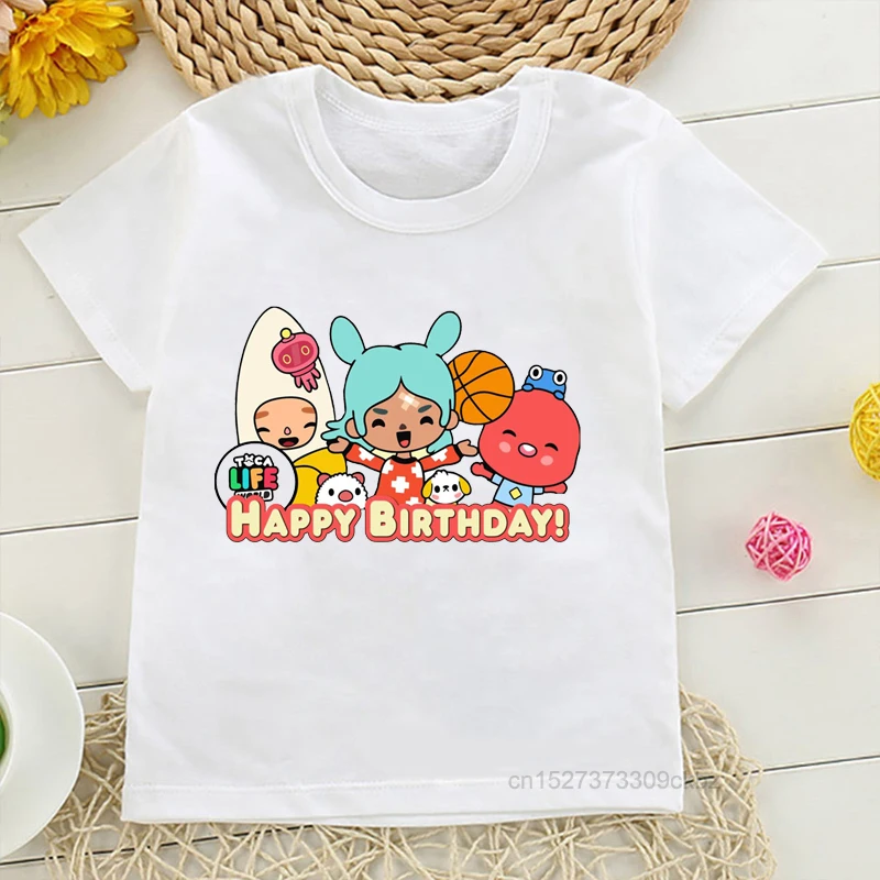 New Toca Life World Print Kids T-shirt Baby Boys Gift Children\'s Short-sleeved Toca Boca Girls Cartoon Animation Game Top