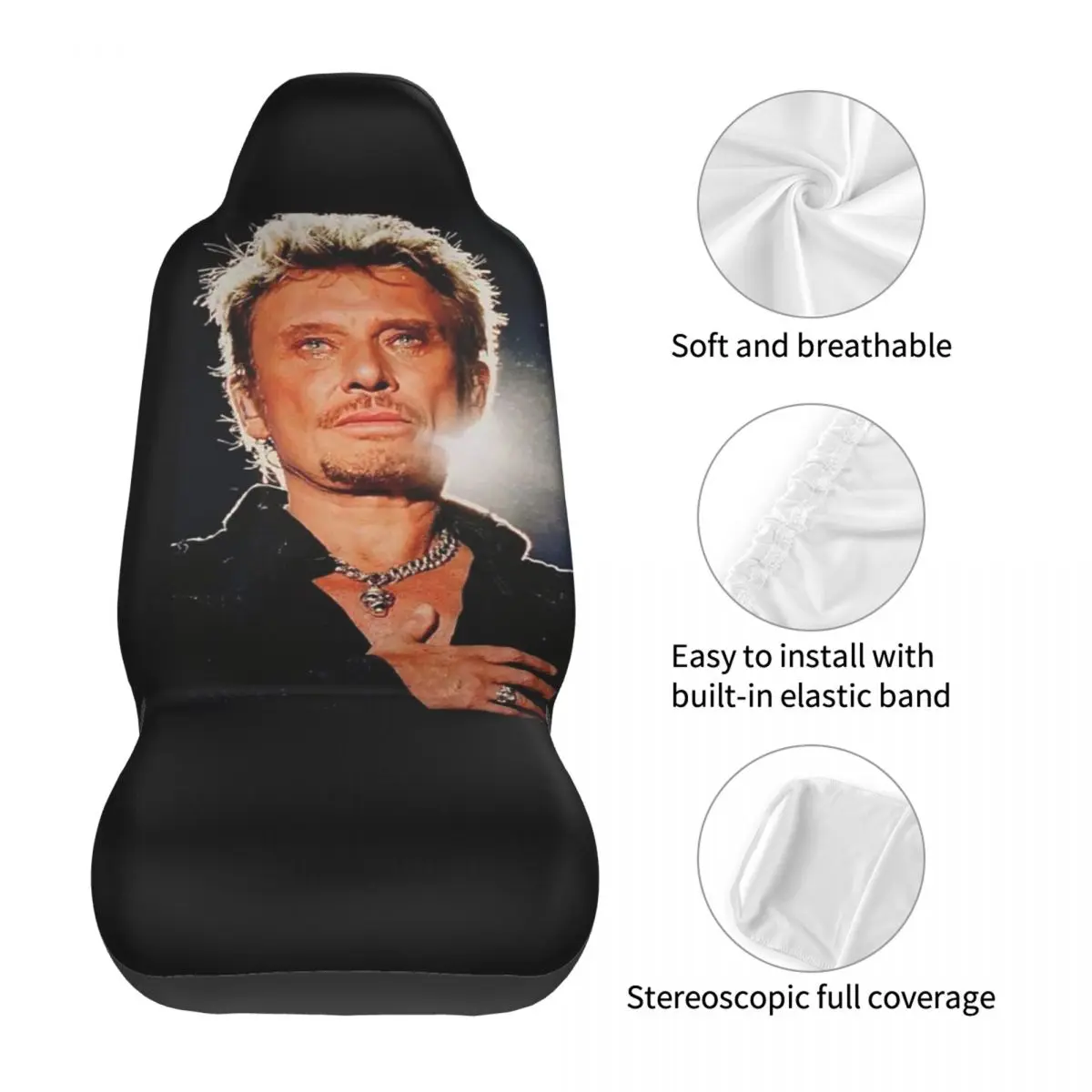 Rock Johnny Hallyday 2 Front Car Seat Covers for Cars Auto SUV Universal Protector Accessories