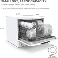 QWCOMFEE’ Portable Mini Dishwasher,6 Place Settings,with 8 Washing Programs,Speed,Baby-Care,ECO&Dish Washer for Dorm,RV&amp 2