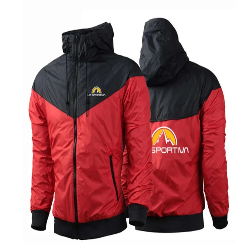 NEW leisure Men Spring Autumn La Sportiva Logo Thin Stly Hooded Waterproof Sport Hight Quality Color Windbreaker Jacket Coats 4