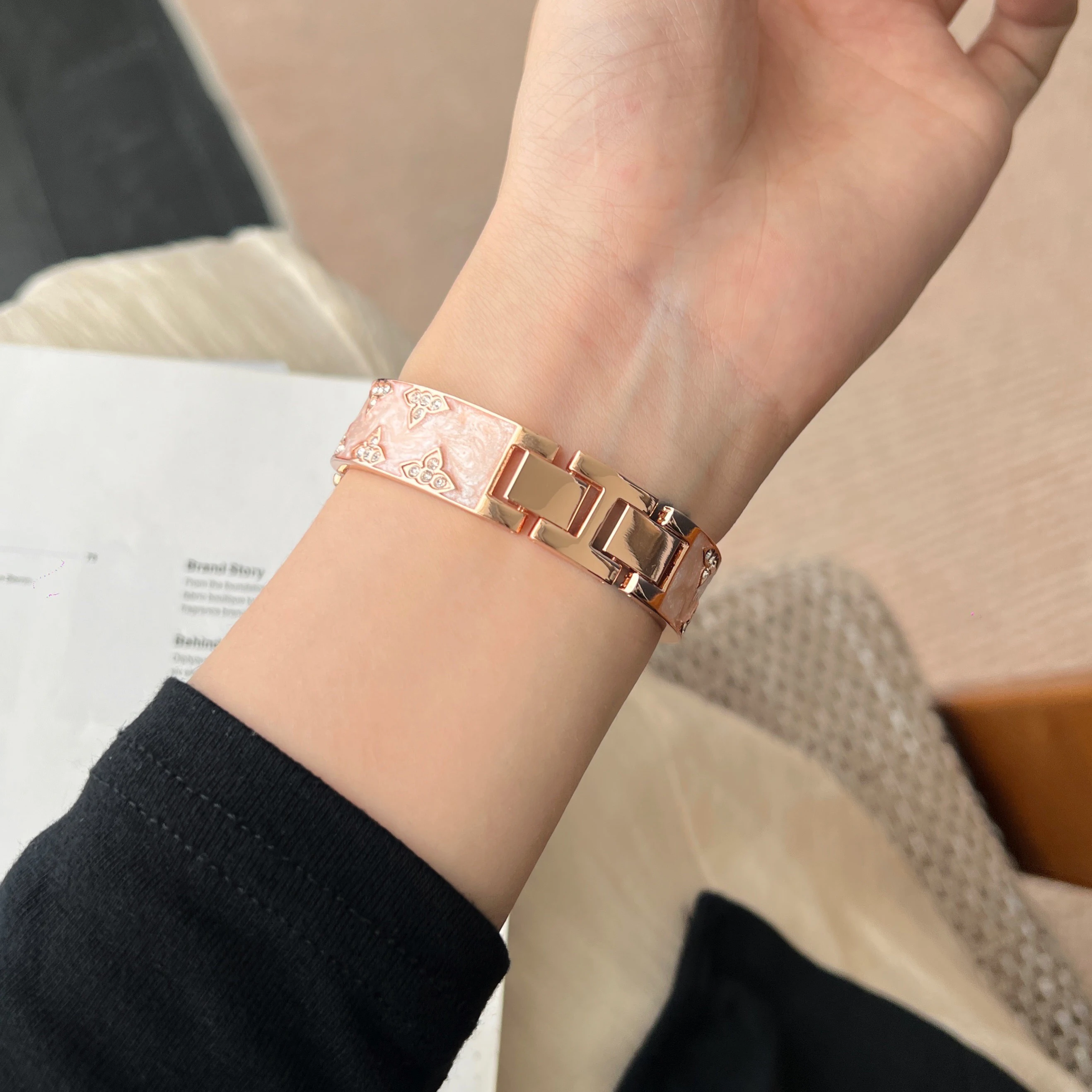 Noble Diamond-Encrusted Metal Strap