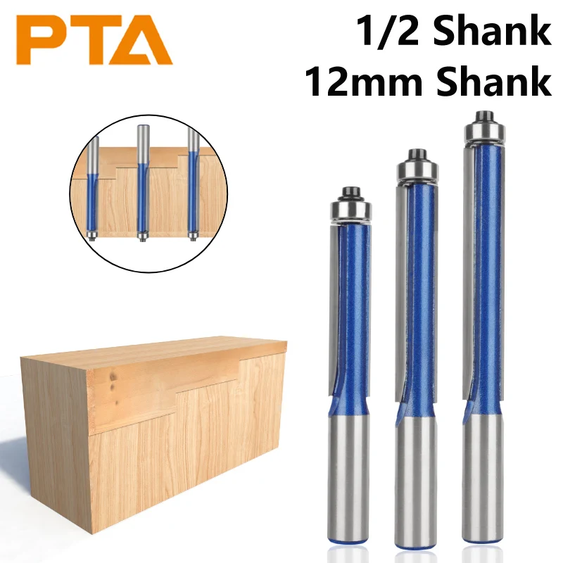 

PTA Long Blade Flush Trim Bit Tungsten Carbide Cutters Router Bit Woodworking Milling Cutter For Wood Bit Face Mill End Mill