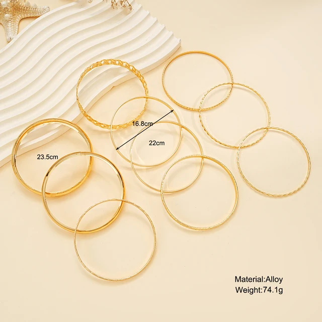 10 Pcs Punk Trendy Multilayer Bracelets Set for Women Elegant Delicate Twist Sparkling Adjustable Bangles Jewelry Couples Gifts