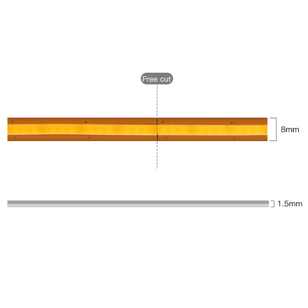 프리 컷 COB LED 스트립 400LEDs/m 8mm DC12V 24V 고밀도 CRI 90 LED 리본 테이프 라이트 웜 화이트 라인형 바 조광 가능