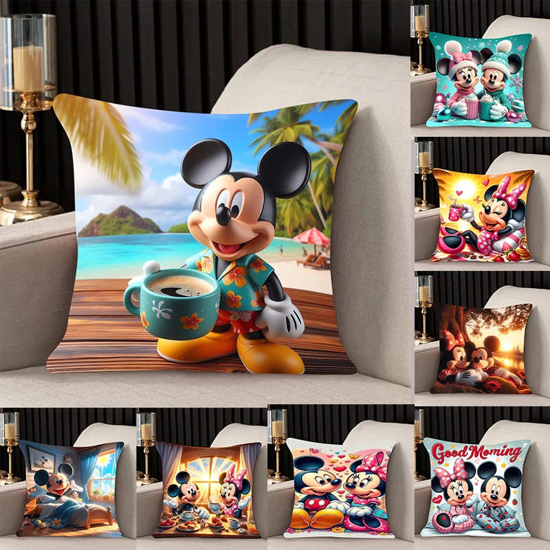 

home decor Pillow Cover Mickey Minnie iving room bedroomo office car 45x45 Dakimakura Throw Pillows Square Pillowcase Decoration
