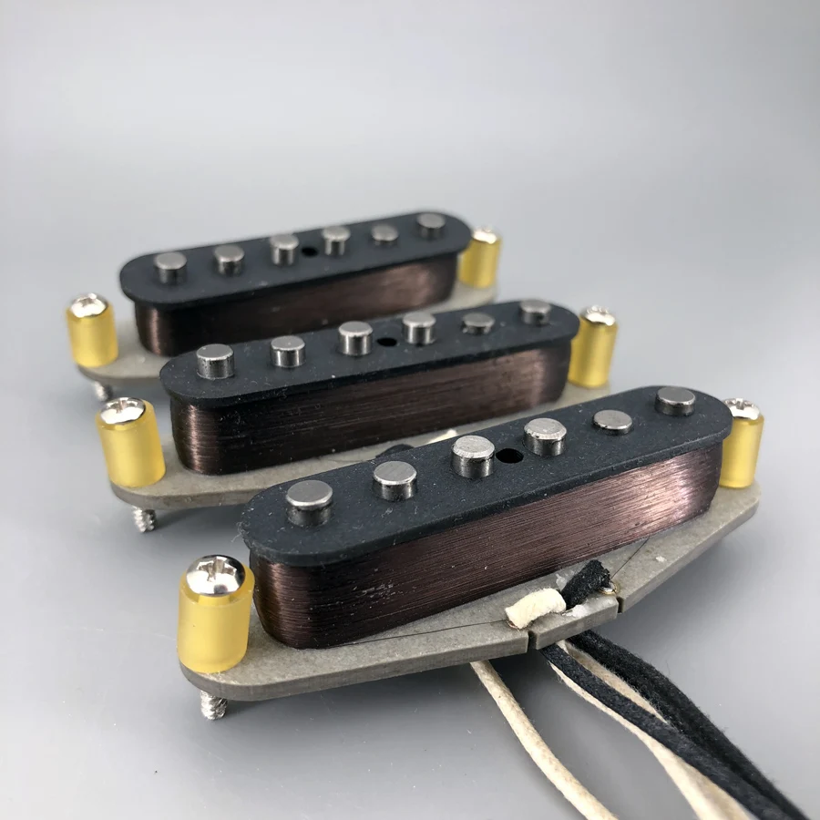 Vintage 65 SSS Handwound Alnico 5 Guitar Pickups Grey Bottom Plate