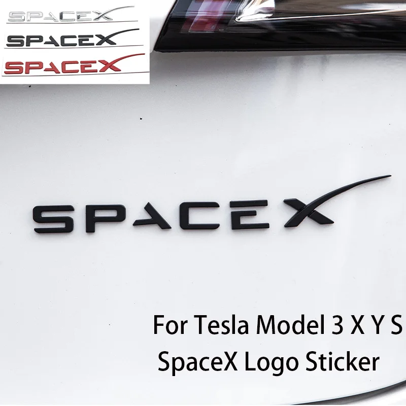 For Tesla Model 3 X Y S Spacex Logo Sticker Letters Tail Letter Label Emblem Car Accessories Stickers Emblems Zinc Alloy SPACEX