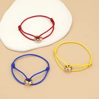 Simple Fashion Unisex Bracelet 3 Metal Round Circle Accessory Adjustable Men's Rope Bracelet for Women Jewelry Gifts - Image 2