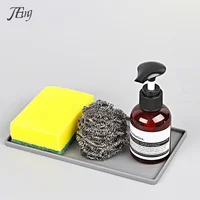 Silicone Flat Tray Square Anti-slip Bathroom Soap Tray Coffee Tea Cutlery Holder 1