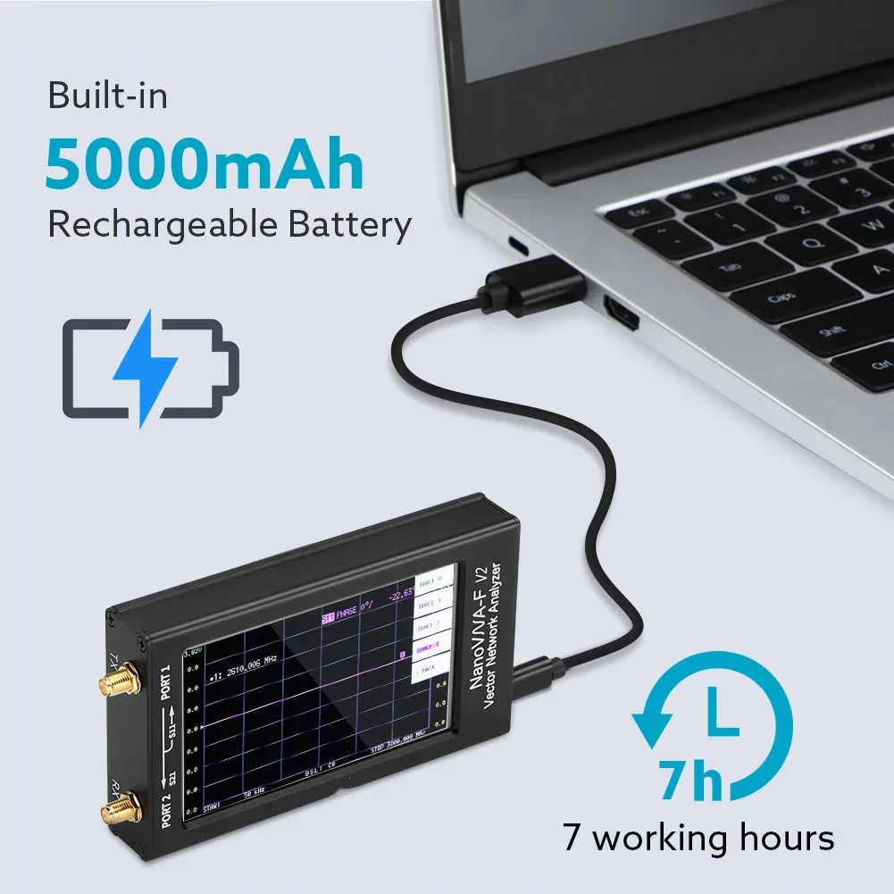 NanoVNA-F V2 Vector Network Analyzer 4.3INCH 50kHz-3GHz HF VHF UHF VNA Antenna Analyzer with 5000mAh Battery & Aluminum Metal 4