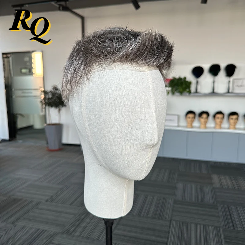 Pre Cut Styled Toupee Hair Men Thin Skin V Looped Human Hair Replacement System For Man 1B40 Hair Piece Protesis Hombre Male Wig