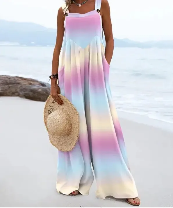

Summer New Women Jumpsuit Casual Fashion Printed Suspenders Wide Leg Loose Casual Street Clothing Jumpsuits for Women Overalls