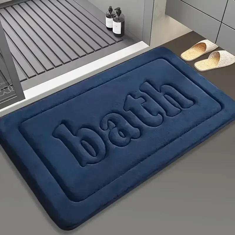 Plush Absorbent Bathroom Floor Mat - Soft, Anti-Slip, Flannel Water-Resistant Decor
