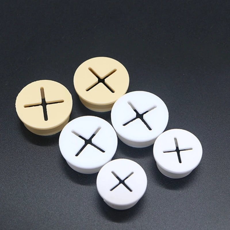 10 Pcs Flexible Desk Rubber Grommet Wire Cable Hole Cover for Desk Table Console Furniture