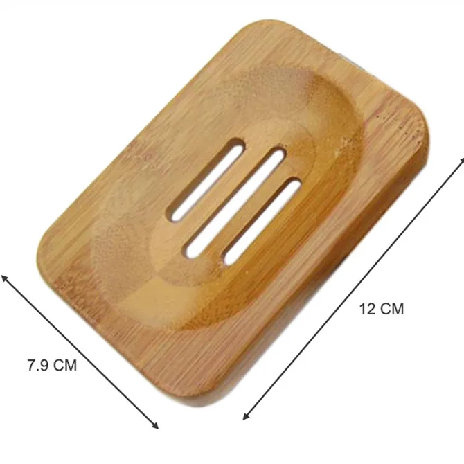 1/2x Wood Soap Dish Storage Tray Holder Bath Shower Natural Wood Plate Bathroom 