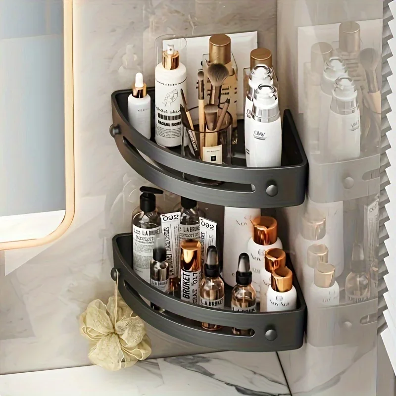 Bathroom Shelf Kitchen Storage Organizer Aluminum Alloy Shampoo Rack Shower Shelf Bathroom Accessories No Drill Shelf 2