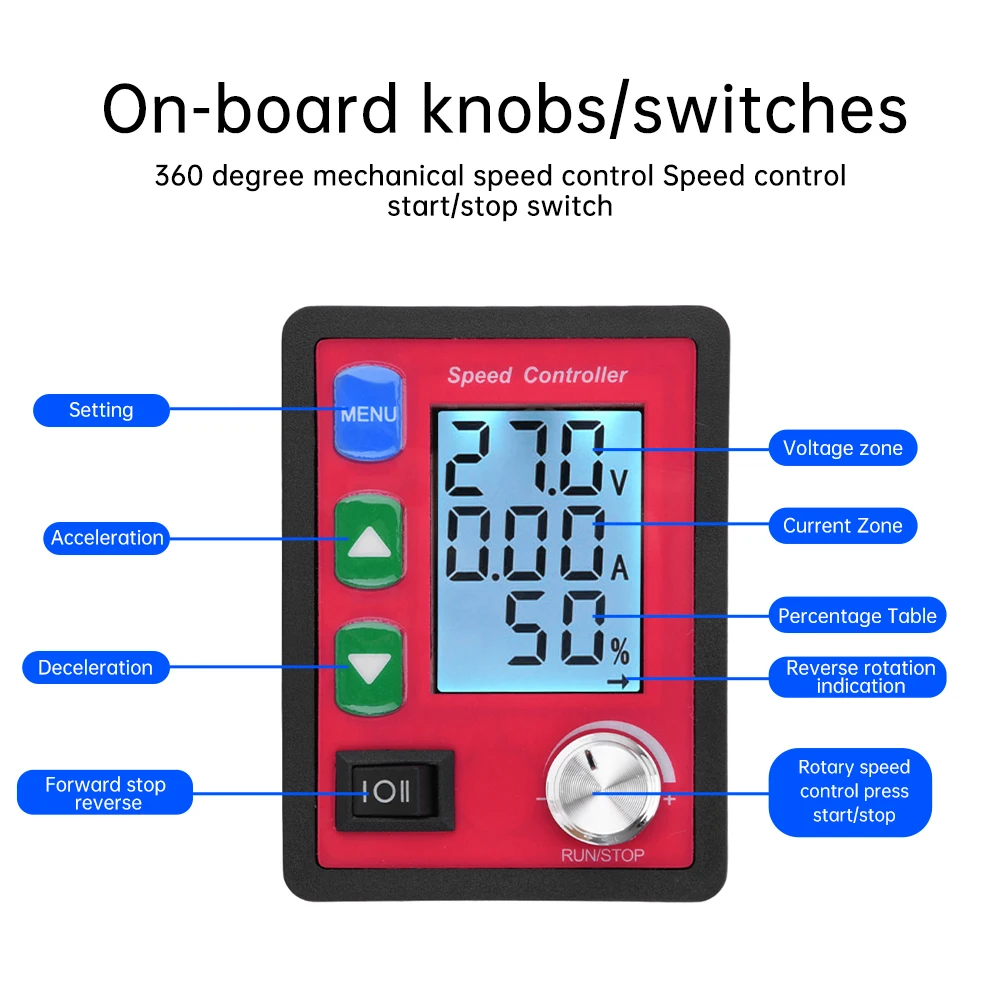 DC Brush Motor Speed Controller Support Double Speed Voltage Current Detection Forward Reverse 12V 24V 48V DC6-55V 15A,dc motor speed controller,motor speed controller,electric motor speed controller