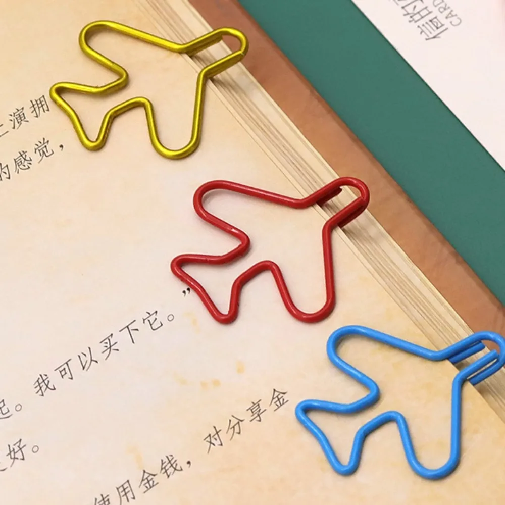 Metal Memo Paper Clip Airplane Shape Creative Irregular Creative Bookmark Clip School Office Supplies 10 Pcs