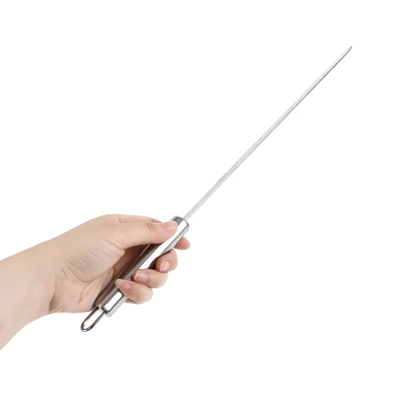 6Pcs/Set stainless steel barbecue stick metal skewers flat needle 40cm outdoor tools with bag