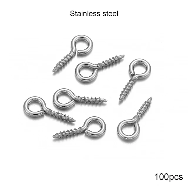100-200pcs Small Tiny Mini Eye Pins Eyepins Hooks Eyelets Screw Threaded Gold Clasps Hooks Jewelry Findings For Making DIY Steel 100